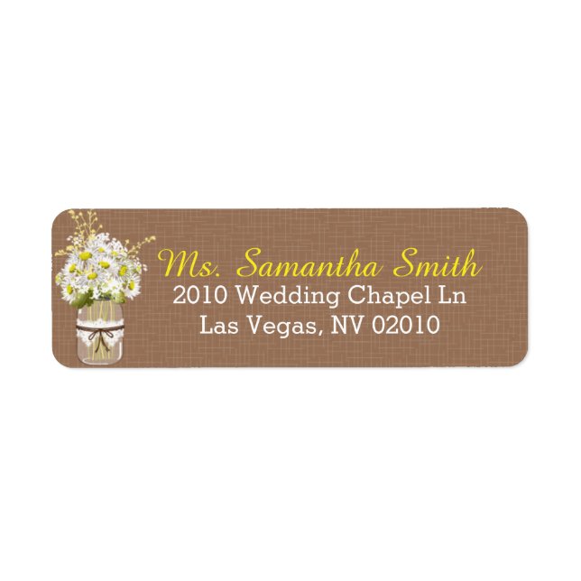 Daisies Lace Mason Jar Wedding Labels (Vorne)