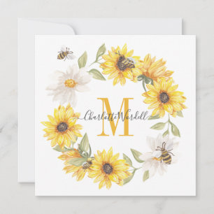 Daisies Monogram Mitteilungskarte