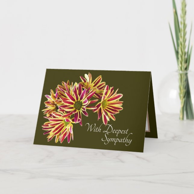Daisies Olive Green Background Beileid Karte (Vorderseite)