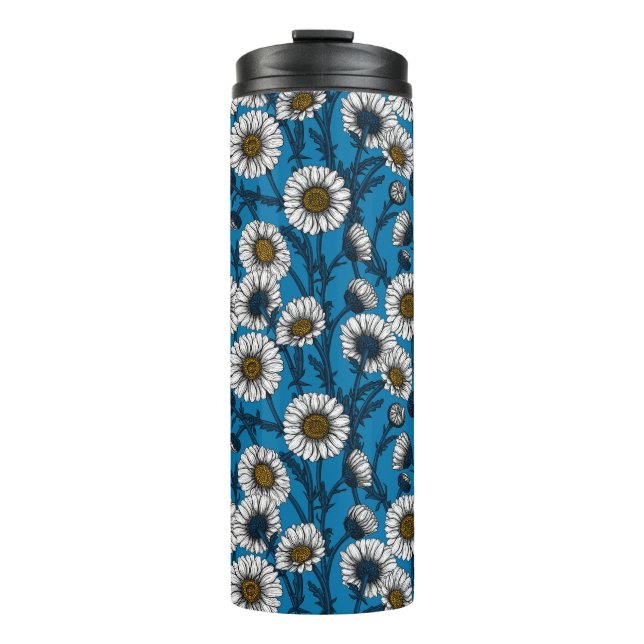 Daisies on blue thermosbecher (Vorderseite)