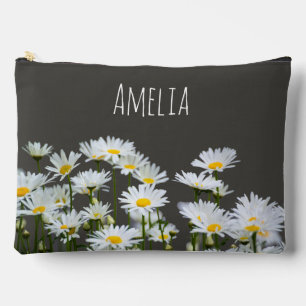 Daisies on Gray Personalisiert Zubehörtasche