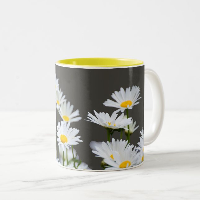 Daisies on Gray Zweifarbige Tasse (VorderseiteRechts)