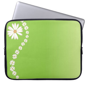 Daisies on Green Laptop Computer Sleeve