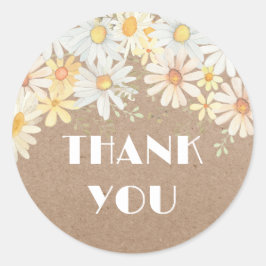 Daisies on kraft paper danke Ihnen Runder Aufkleber