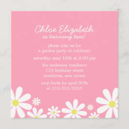 Daisies on Pink Girl Birthday Party Einladung