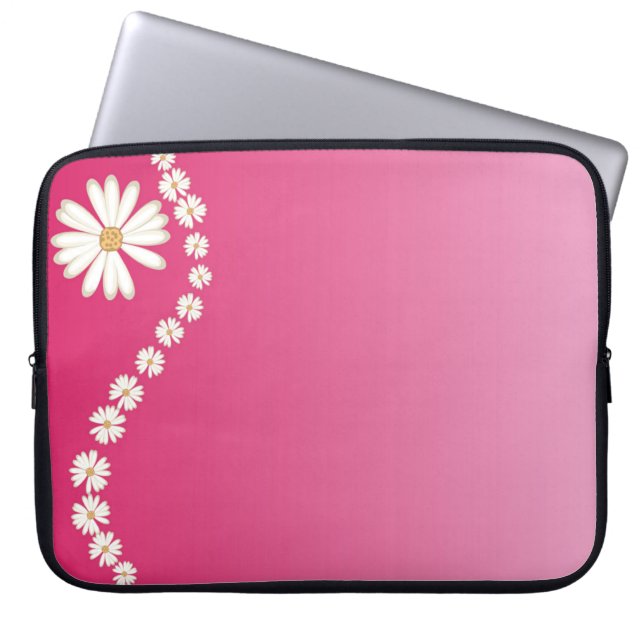 Daisies on Pink Laptop Computer Sleeve (Vorderseite)