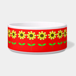 Daisies on Red Keramik Pet Bowl Napf