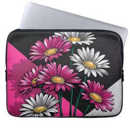 Daisies Pink and White Electronics Bag Laptopschutzhülle