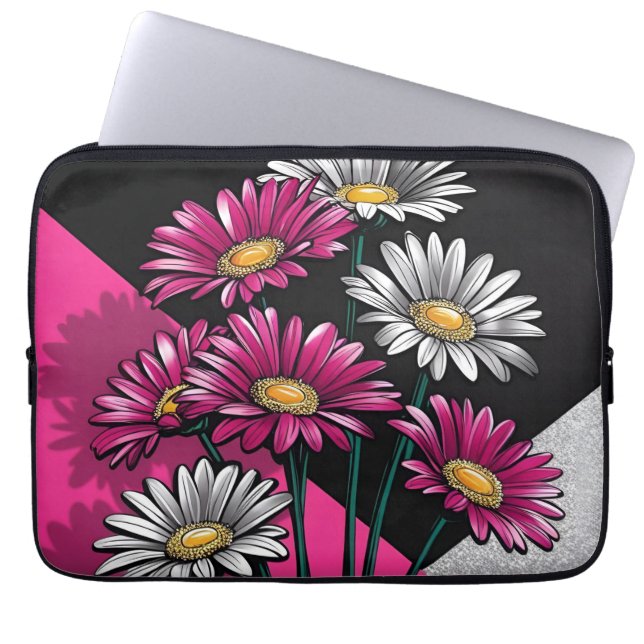Daisies Pink and White Electronics Bag Laptopschutzhülle (Vorderseite)