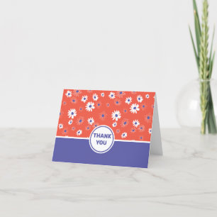 Daisies Red White Blue Blume Pattern Dankeskarte