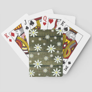 Daisies Rustic Barn Board Daisy Blume Spielkarten