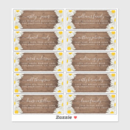 Daisies Rustic Wood Wedding Guest Address Labels
