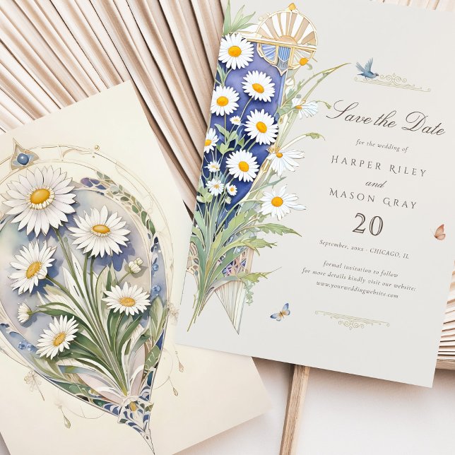 Daisies Save the Date Golden Elegance Einladung (Von Creator hochgeladen)