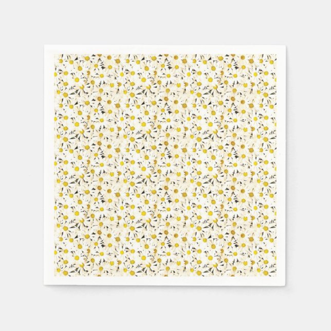 Daisies Template Modernes, elegantes, gelbes Weiß Serviette (Vorderseite)