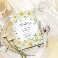Daisies Watercolor White Floral Modern Wedding Inv