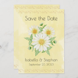 Daisies White Yellow Floral Typografy Rett Save The Date