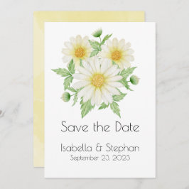 Daisies White Yellow Floral Typografy Save The Date