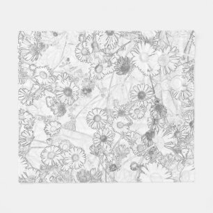Daisies Wiese hellgraue Musterdecke Fleecedecke