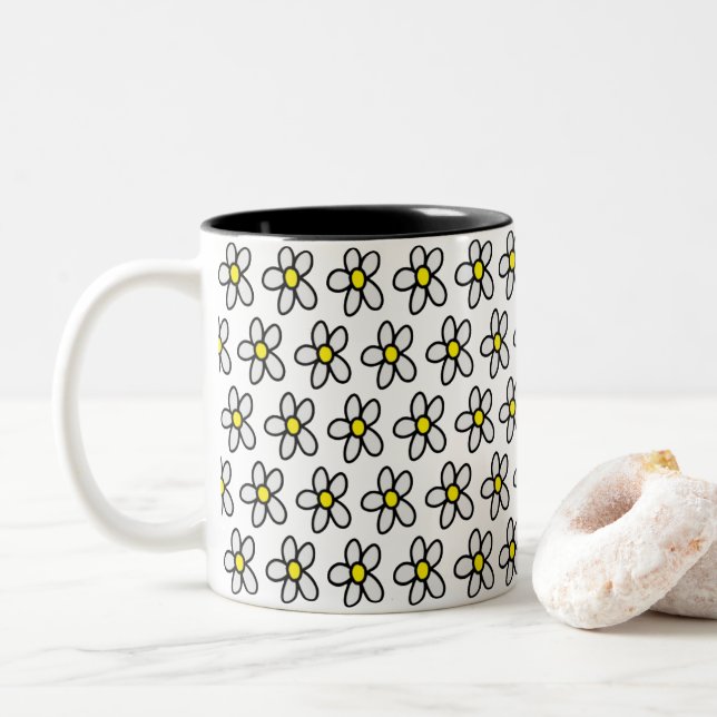 Daisies Zweifarbige Tasse (Mit Donut)