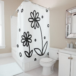 Daisis and Dots 2 - Schwarz und Weiß Duschvorhang