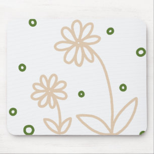 Daisis and Dots 2 - White, Sand und Palm Green Mousepad
