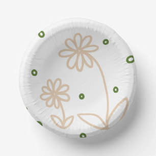 Daisis and Dots 2 - White, Sand und Palm Green Pappteller