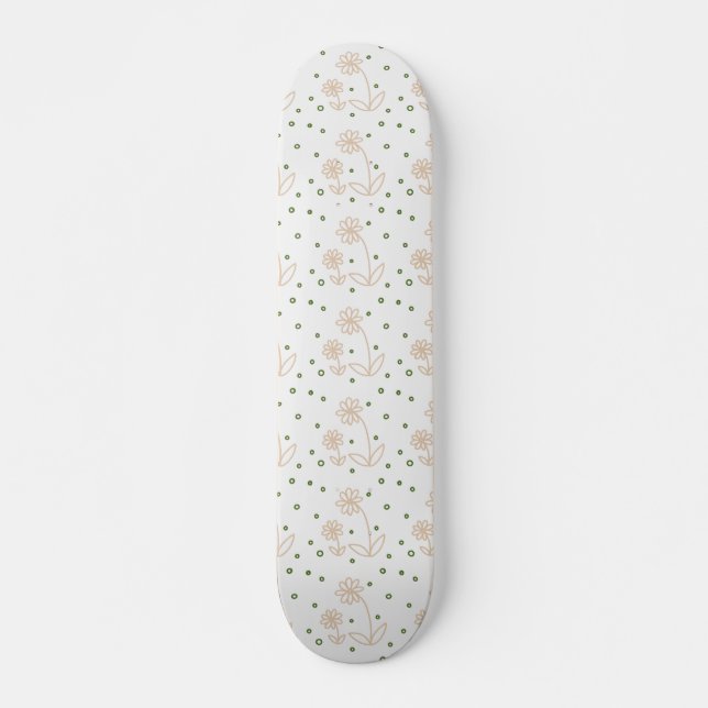 Daisis and Dots 2 - White, Sand und Palm Green Skateboard (Vorne)