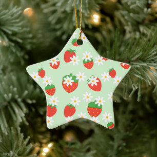 Daisis Blume Floral Erdbeere Merry Xmas Keramik Ornament