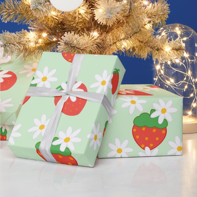 Daisis Blume Floral Erdbeere Muster Xmas Geschenkpapier (Feiertage)