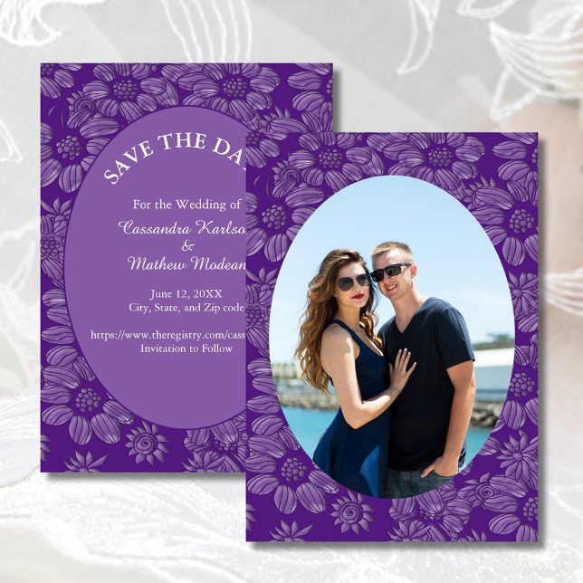 Daisis Lila Save the Date Fotokarte (Daisies Purple Save the Date Photo Card)