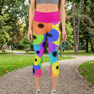 Daisis oder Marigolds farbenfrohe psychedelische M Capri Leggings