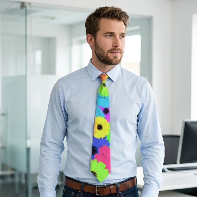 Daisis oder Marigolds farbenfrohe psychedelische M Krawatte (Colorful Psychedelic Daisy Floral Pattern. Neck Tie)
