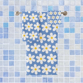 Daisis Retro Floral Muster weiß blau Badhandtuch Set