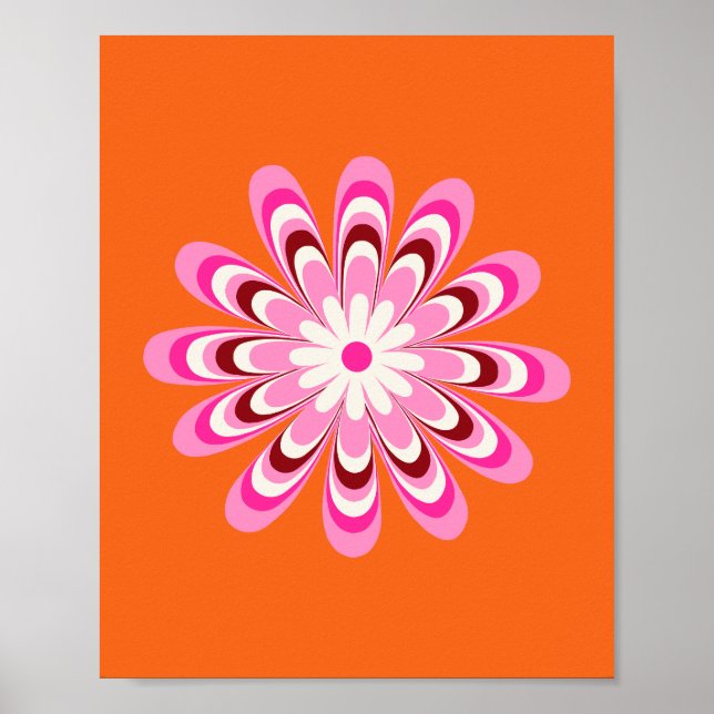 Daisy 04 Orange und Pink Poster (Vorne)