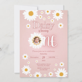 Daisy 1. Geburtstag Foto Einladung