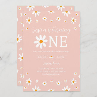 Daisy 1. Geburtstag Pink Einladung