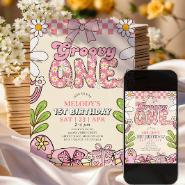 Daisy 1. Geburtstag Retro Erste Geburtstagseinladu Einladung