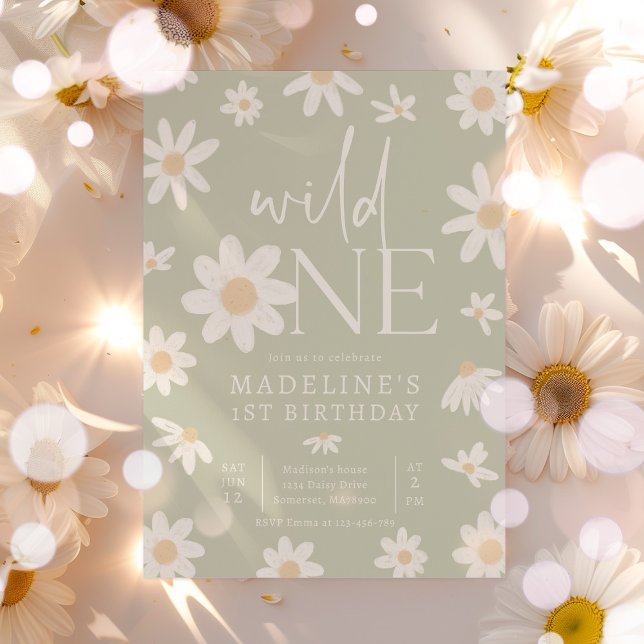 Daisy 1. Geburtstag Wild eine Wildblume Geburtstag Einladung (Von Creator hochgeladen)