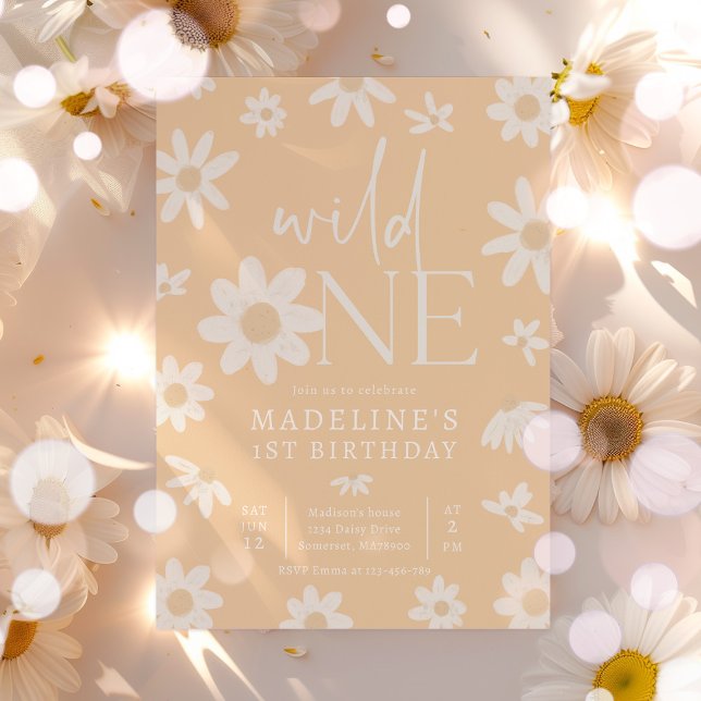 Daisy 1. Geburtstag Wild eine Wildblume Geburtstag Einladung (Von Creator hochgeladen)