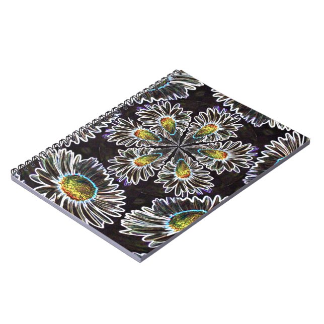 Daisy 1 Glow Kaleidoscope Notebook Notizblock (Linke Seite)