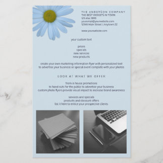 Daisy 2 Blau Blumen Einfach Modern Ihr 2 Foto Flyer
