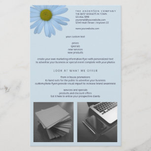 Daisy 2 Blue Floral Simple Modern Ihr 2 Foto Flyer