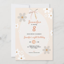Daisy 8th Birthday Floral Invitation for Girls Einladung