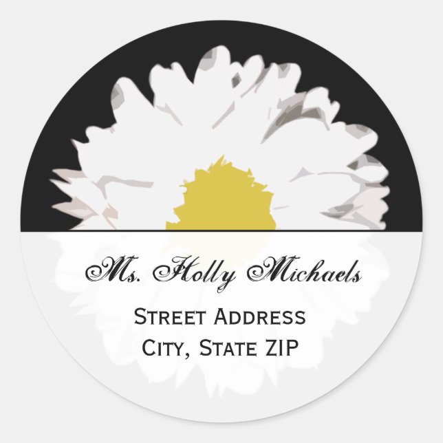 Daisy Address Label-Aufkleber Runder Aufkleber (Vorderseite)