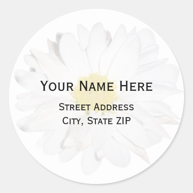 Daisy Address Label Runder Aufkleber (Vorderseite)