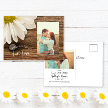 Daisy and Barn Wood Country Wedding Save the Date