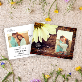 Daisy and Barn Wood Country Wedding Save the Date Ankündigungspostkarte