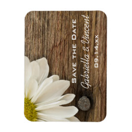 Daisy and Barn Wood Country Wedding Save the Date Magnet