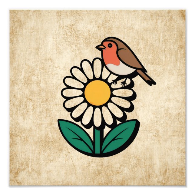 Daisy and Bird Design Fotodruck (Vorne)