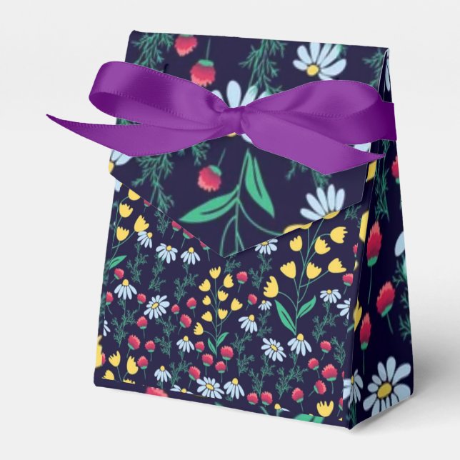 daisy and lily floral botanical flower print, geschenkschachtel (Vorderseite)